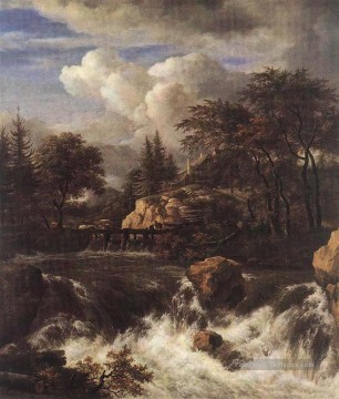 Chute d’eau dans un paysage rocheux Jacob Isaakszoon van Ruisdael Peinture à l'huile